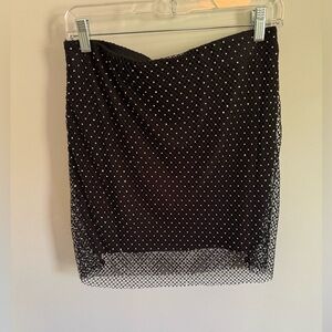 Sincerely Jules Rhinestone Mesh Black Skirt size Large mini skirt bling clubbing